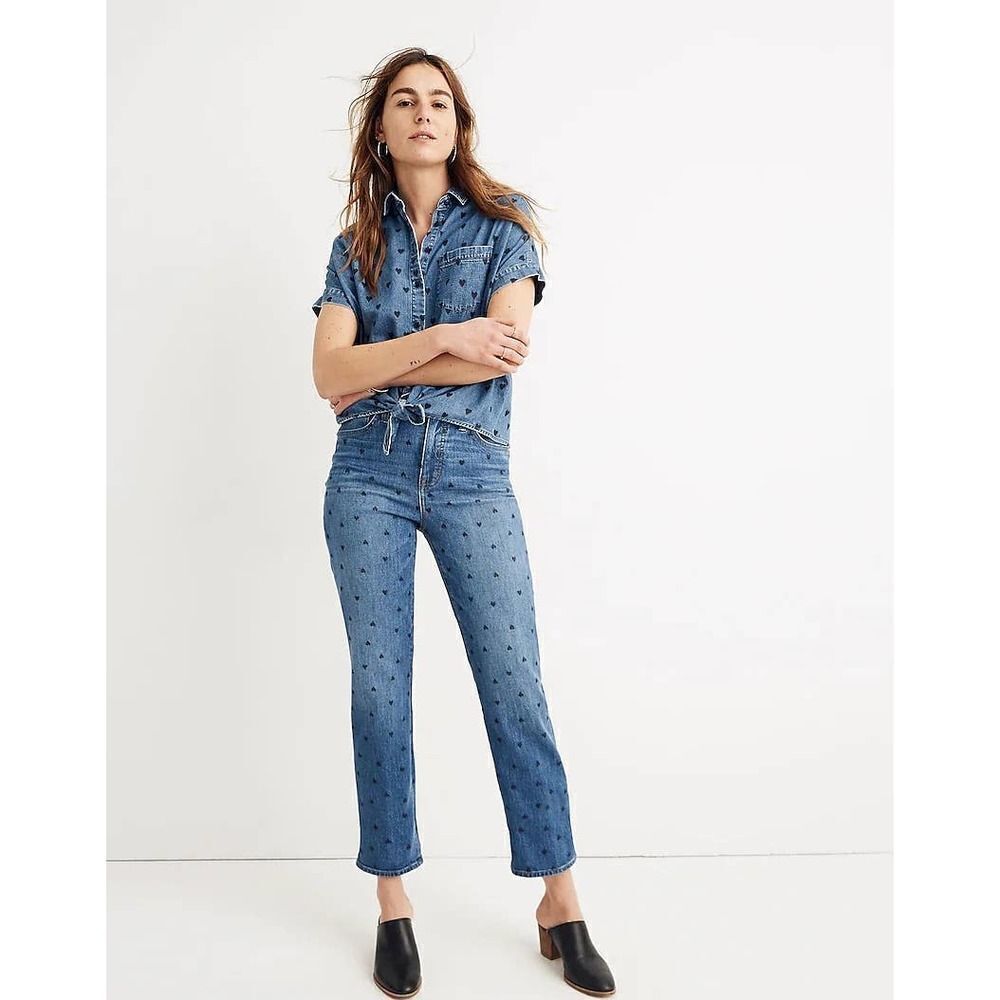 Madewell Classic Straight‎ Jeans: Heart Print Edition Sz 27
